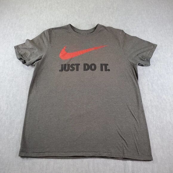 Nike Shirt Mens XL Gray Just Do It Athletic Cut Big Swoosh Tee - Picture 1 of 6